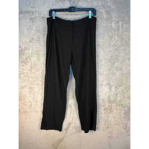 Eileen Fisher Pants Medium Petite Mid Rise Black Career Wear Quiet Luxury - Picture 1 of 5